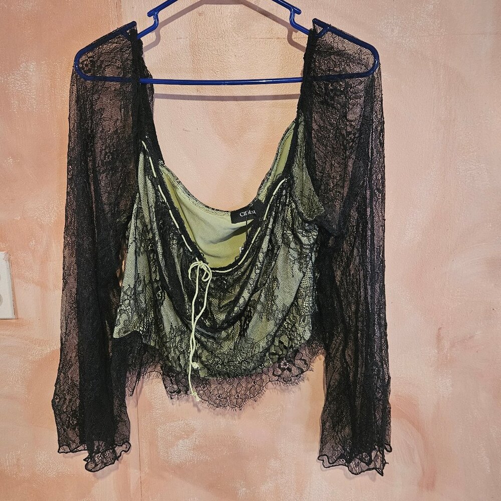 cider goth witchy lace crop top, new with tags 3XL